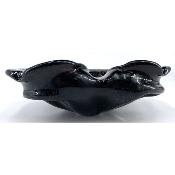 Murano Tutti Frutti MCM Art Glass Cobalt Pinched Ashtray Dish Bowl Silver 7" W - Picture 5 of 8